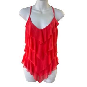 Alexia Pink Ruffle Tank Top Pointed Handkerchief Hem Y2K Fairycore Boho L